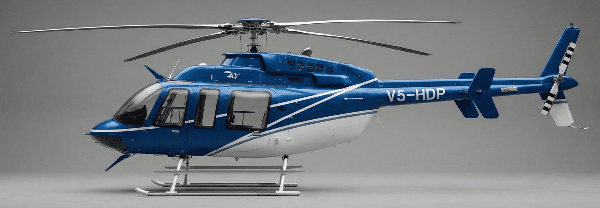 Blue helicopter with white accents