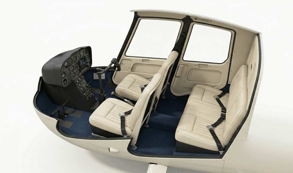 Interior of a Robinson R44 helicopter